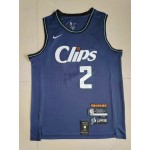 Maglia NBA 2 Leonard Los Angeles Clippers 23-24 city Blu Ricamato