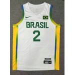 Maglia 2 Yago 2024 Olympics Brazil Team Basketball Bianco Uomo