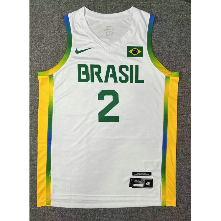 Maglia 2 Yago 2024 Olympics Brazil Team Basketball Bianco Uomo