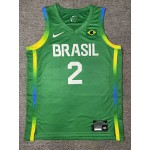 Maglia 2 Yago 2024 Olympics Brazil Team Basketball Verde Uomo