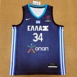 2022 Antetokounmpo G. 34 Team Greece Basketball Maglia Blu Uomo