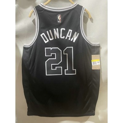 Maglia NBA 21 Duncan Spurs 22-23 Classic Nero Con Ricamato logos