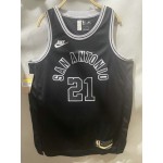 Maglia NBA 21 Duncan Spurs 22-23 Classic Nero Con Ricamato logos