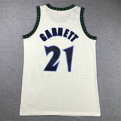 Maglia NBA 21 Garnett Timberwolves Crema Ricamato