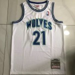 Maglia NBA 21 Kevin Garnett Minnesota Timberwolves 1995-96 Bianco Blu