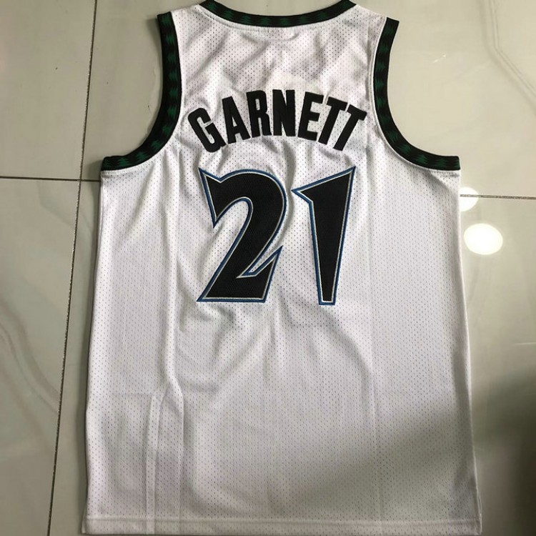 Maglia NBA 21 Kevin Garnett Minnesota Timberwolves 1995-96 Bianco Nero