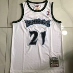 Maglia NBA 21 Kevin Garnett Minnesota Timberwolves 1995-96 Bianco Nero