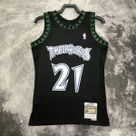 Maglia NBA 21 Kevin Garnett Timberwolves 1997-98 Retro Nero Stampato