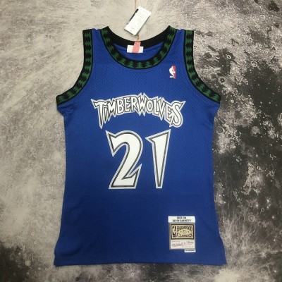 Maglia NBA 21 Kevin Garnett Timberwolves 2003-04 Mitchell & Ness Blu Stampato