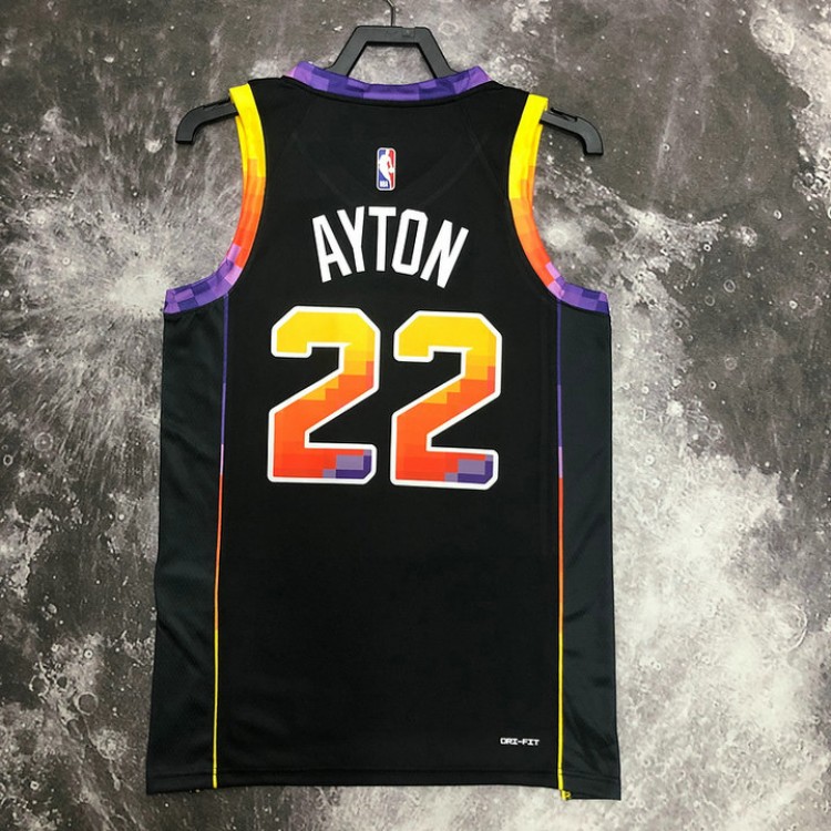 Maglia NBA 22 Ayton Phoenix Suns Nero 2022-23 Statement Edition Stampato