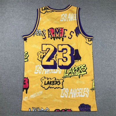 Maglia NBA 23 James Lakers Graffiti Giallo