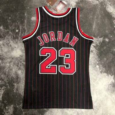 Maglia NBA 23 Jordan Bulls 1995-96 Retro Nero con Striscia