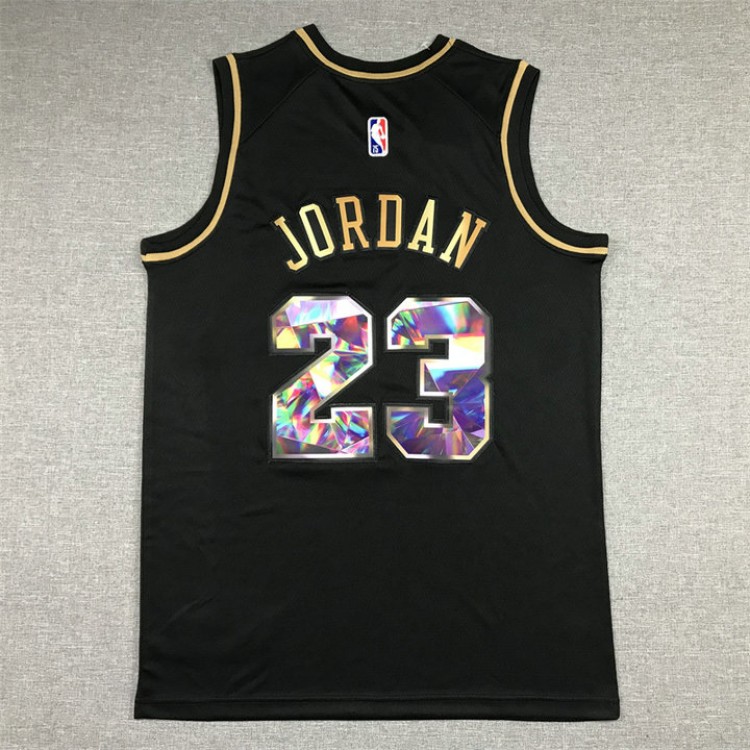 Maglia NBA 23 Jordan Bulls Diamond Edition Nero or