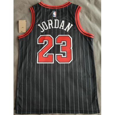 Maglia NBA 23 Jordan Bulls Nero con Striscia AJ logo