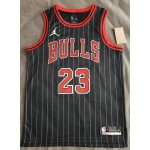 Maglia NBA 23 Jordan Bulls Nero con Striscia AJ logo