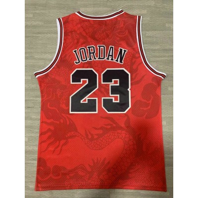 Maglia NBA 23 Jordan Bulls The Year of the Loong Rosso