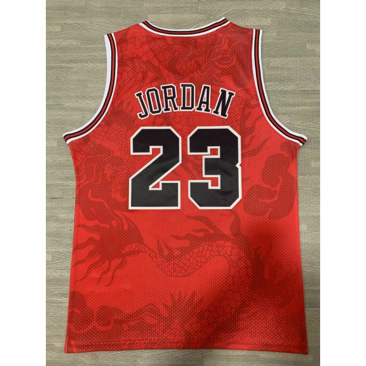 Maglia NBA 23 Jordan Bulls The Year of the Loong Rosso