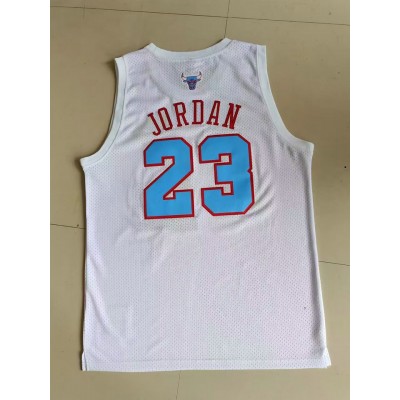 Maglia NBA 23 Jordan Chicago Bulls Mitchell & Ness Bianco Blu