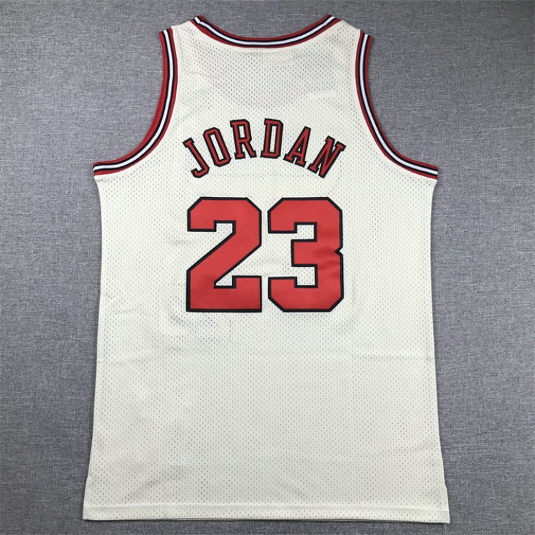 Maglia NBA 23 Jordan Chicago Bulls Crema Ricamato