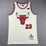 Maglia NBA 23 Jordan Chicago Bulls Crema Ricamato