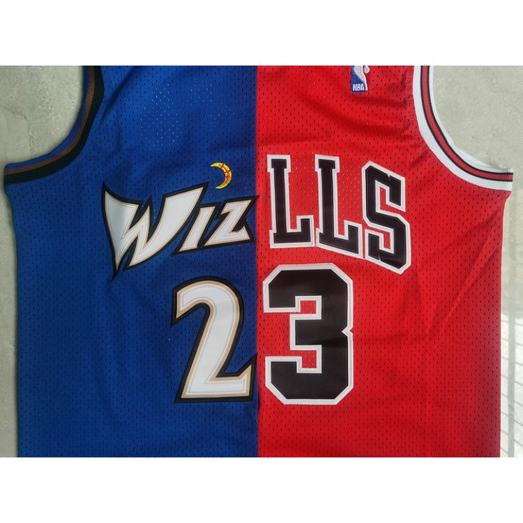 Maglia #23 Jordan bulls Wizards split Rosso Blu