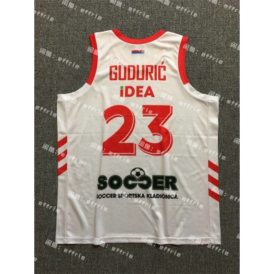 Maglia 23 Marko Guduric Rosso Star Belgrade Basketball Rosso E Bianco stripes Uomo