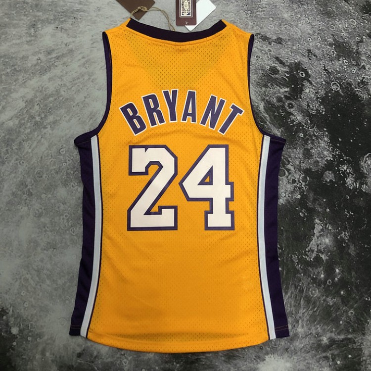 Maglia NBA 24 Kobe Bryant 2008-09 Retro Giallo Stampato