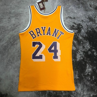 Maglia NBA 24 Kobe Bryant Lakers 2007-08 Mitchell & Ness Retro Giallo Stampato