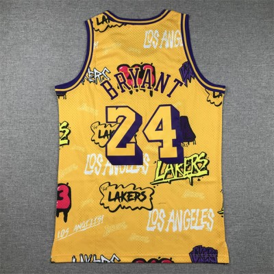 Maglia NBA 24 Kobe Bryant Lakers Graffiti Giallo