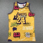 Maglia NBA 24 Kobe Bryant Lakers Graffiti Giallo