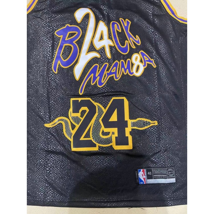 Maglia NBA 24 Kobe Bryant Lakers snake pattern Nero