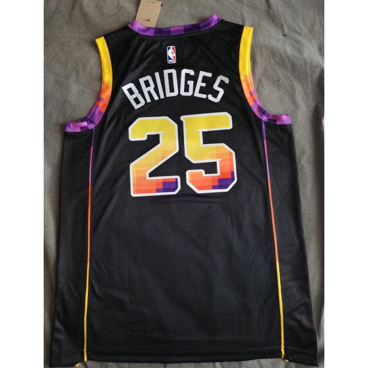 Maglia NBA 25 Bridges SUNS Nero 2022-23 Statement Edition Stampato