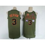 Maglia #3 Allen Iverson 76ers military flight patchs Verde