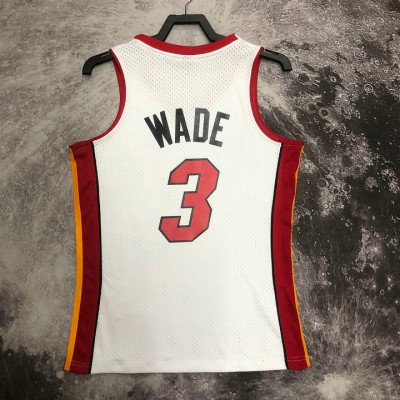 Maglia #3 Dwyane Wade Heat 2005-06 Mitchell & Ness Vintage Bianco Stampato