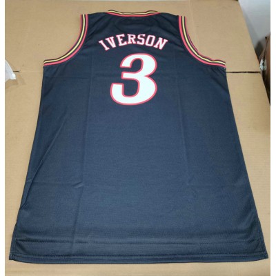 Maglia #3 Iverson 76ers 2001 Finals Nero Stampa