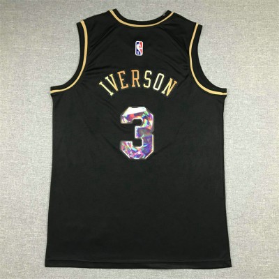 Maglia #3 Iverson 76ers Diamond Edition Nero Oro