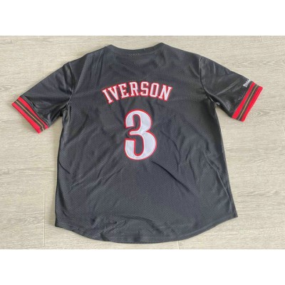 Maglia #3 Iverson Philadelphia 76ers Mitchell & Ness Autentico Manica Corta Nero