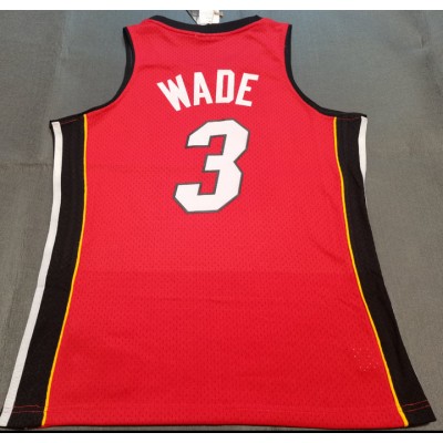 Maglia #3 Wade Heat 2005-06 Mitchell & Ness Stampato Rosso con finals patch