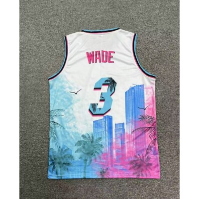 Maglia #3 Wade Miami heat Hip hop basketball Stampa