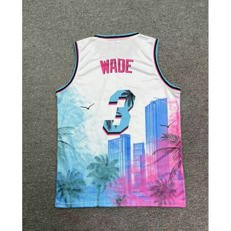 Maglia #3 Wade Miami heat Hip hop basketball Stampa