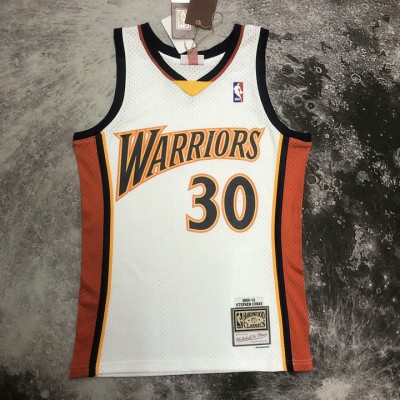 Maglia NBA 30 Curry Warriors 2009-10 Mitchell & Ness Retro Bianco Stampato