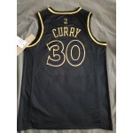 Maglia NBA 30 Curry Warriors 2018 Nero Oro