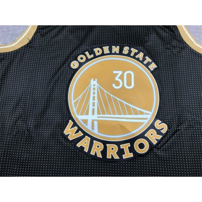 Maglia NBA 30 Curry Warriors 2024-25 Nero Oro