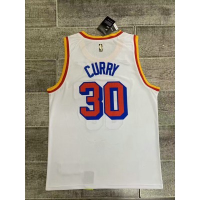 Maglia 30 Curry Warriors 2024-25 Retro Bianco Ricamo