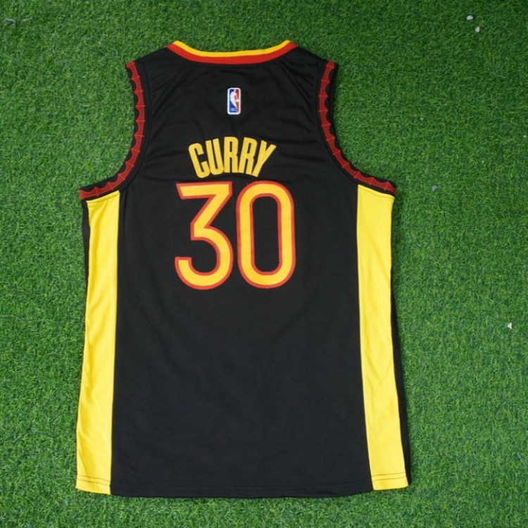 Maglia NBA 30 Curry Warriors 2024 Nero Ricamato