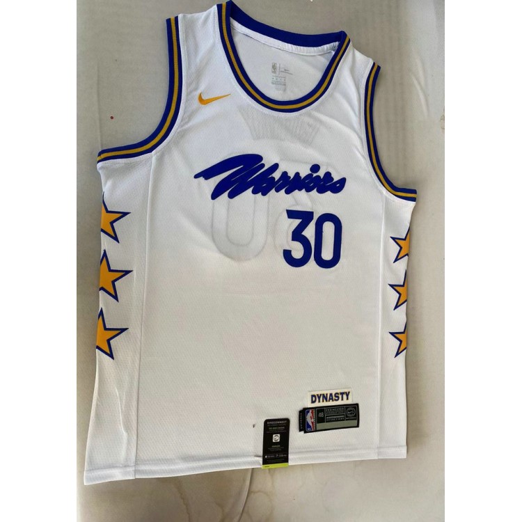 Maglia NBA 30 Curry Warriors 22-23 Bianco Ricamato