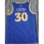 Maglia NBA 30 Curry Warriors 22-23 Retro Blu Con Ricamato logos