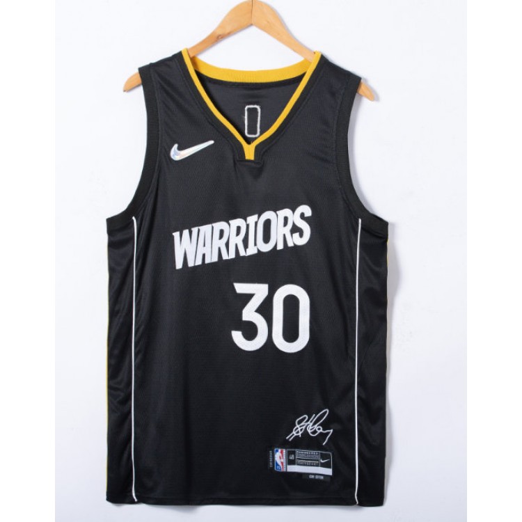 Maglia NBA 30 Curry Warriors 75th Anniversary MVP Edition Nero Ricamato