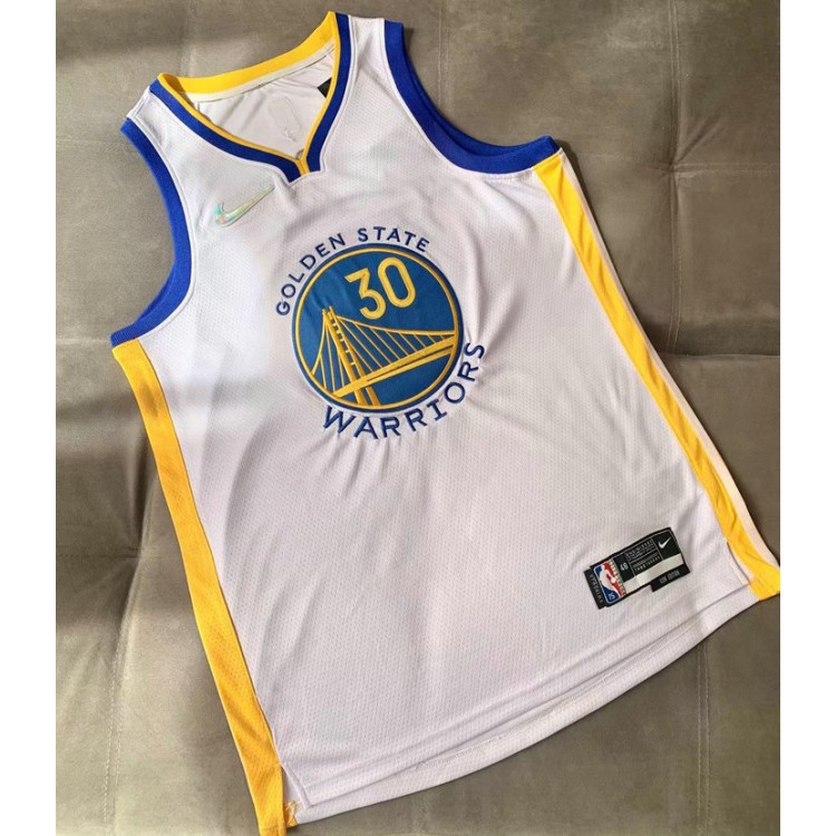 Maglia NBA 30 Curry Warriors Autentico Bianco Con Diamond nike logo and 75th nba logo