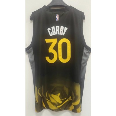 Maglia NBA 30 Curry Warriors City Edition Nero Ricamato